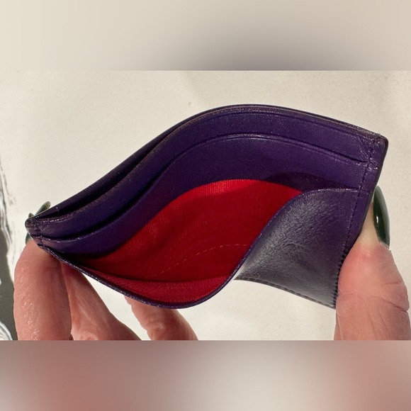 Authentic Christian Louboutin Purple Spiked Leather Card Holder • 4x3 - Picture 9 of 10